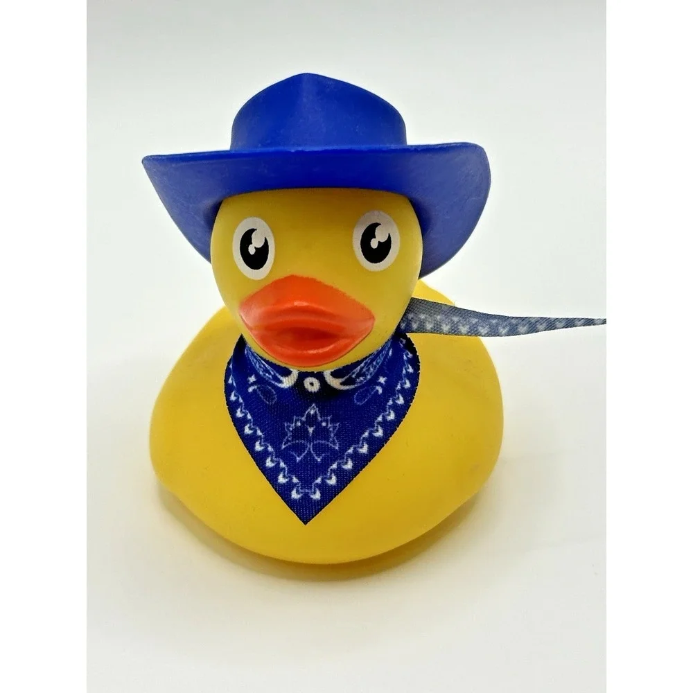 Rubber Duck Cowboy Hat Bandana Bath Toy Yellow 2.5 inches New